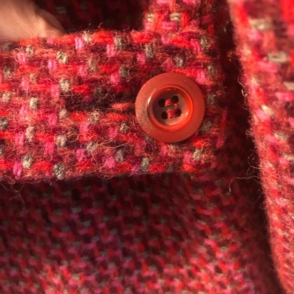 Harris tweed 100% Virgin Handwoven Scottish wool coat-Med. Red/pink multi - Picture 8 of 8